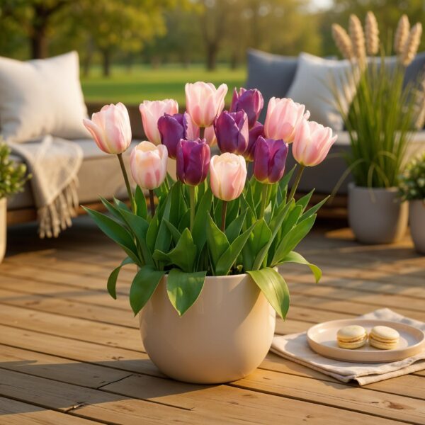 bdaaf5a90b944ce58fc2fc51d16dab3b5b96075ea6854b74a71731fc639f5b25.jpg Blumenzwiebeln - Tulpe 'Macron mix' - Verschiedene Farben - 12 Stück - Zwiebelgröße 11/12