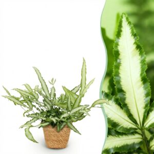 Pteris cretica Albolineata - Bänderfarn - Haustierfreundliche Pflanze - Grün - mit Korb