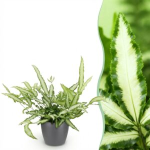 Pteris cretica Albolineata - Bänderfarn - Haustierfreundliche Pflanze - Grün - mit Potter Grey