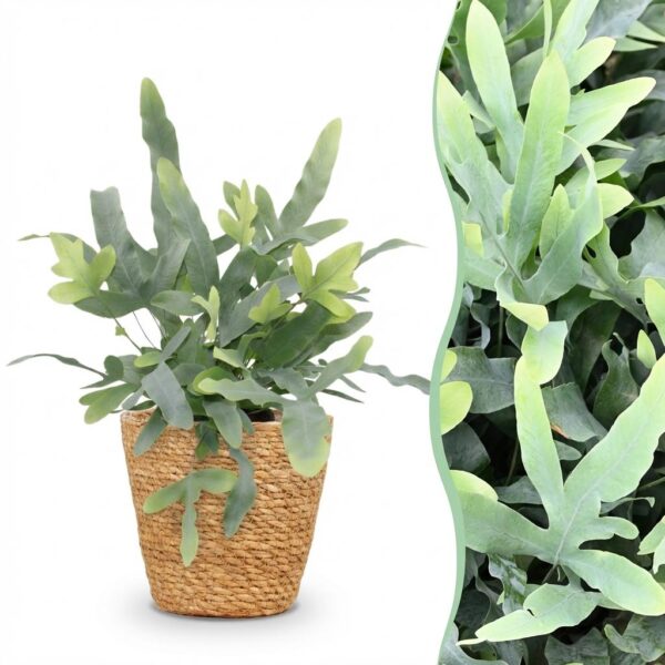 Phlebodium aureum Blue Star - Blauer Farn - Haustierfreundliche Pflanze - Blau - mit Korb