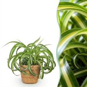 Chlorophytum comosum Bonnie - Krause Graslilie - Haustierfreundliche Pflanze - Grün - mit Korb