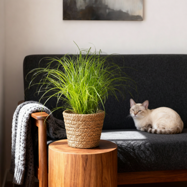 Cyperus alternifolius Zumula - Katzengras - Haustierfreundliche Pflanze - Grün - 2 Pflanzen - mit Korb