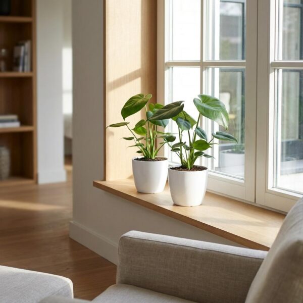 1f113be4bd2d4111ba25c285b04667154a68c480ee644c838c6b6fc15b777737.jpg Monstera Deliciosa – Lochblume – 2 Pflanzen – mit weißem Topf