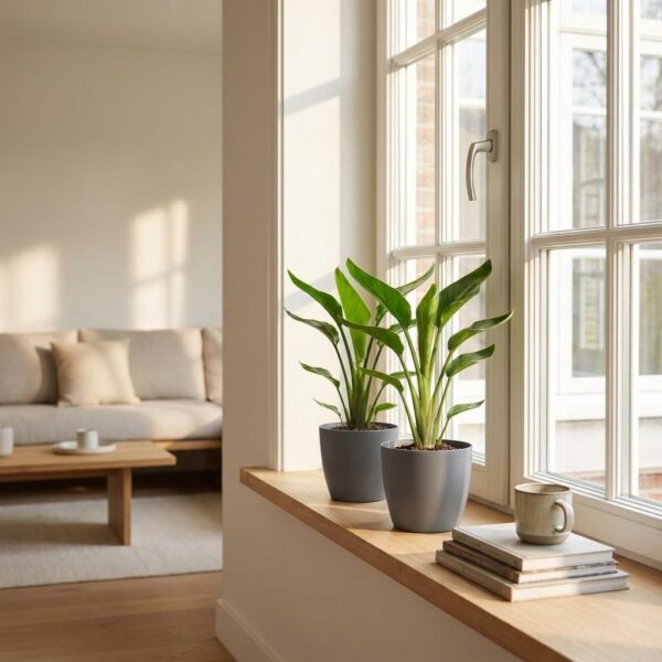 4dcb870c682f42a58c04e1e292c285b8bf793a2b6a444872862ee38e30bb8975.jpg Strelitzia Reginea – Paradiesvogelblume – mit grauem Topf