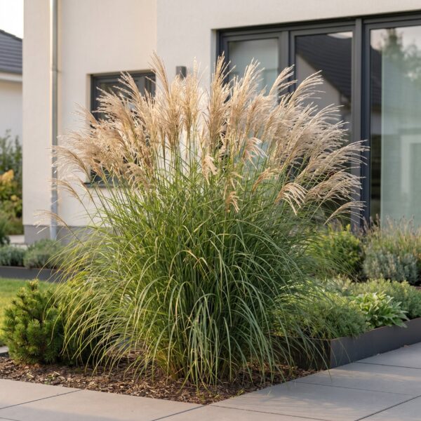 9d457e17da6f4ba890dc39a3a3e520fc4e18f2194499406fa9c9a127befcdb58.jpg Miscanthus sin. Gracillimus – Pampusgras – mit Rispen – grün – 6 Pflanzen