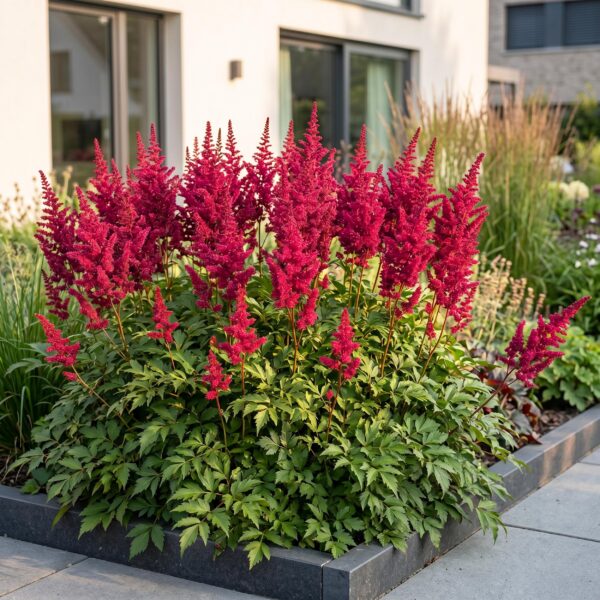 55abac21ea2f46f5a9a4274357d4b96e20a5a831563b46679722700c92e0c972.jpg Astilbe (A) Fanal – Rispenspirea – Schatten – Rot – 24 Pflanzen