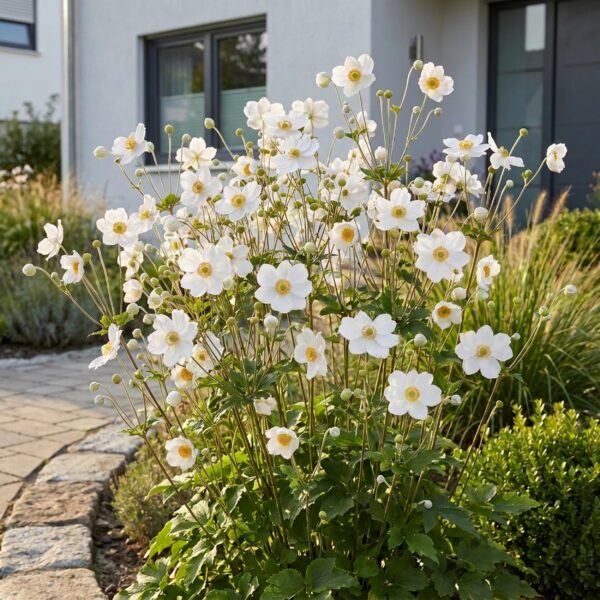 Anemone hybr. Hon. Jobert – Herbstanemone – Schatten – Weiß – 6 Pflanzen