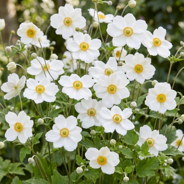 Anemone hybr. Hon. Jobert – Herbstanemone – Schatten – Weiß – 6 Pflanzen