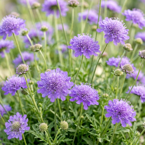 Scabiosa, Sorte „Butterfly Blue“ – Taubenkraut – Bienen- und Schmetterlingslockpflanzen – Violett