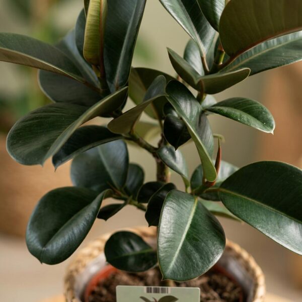 Gummipflanze - Ficus Elastica Cloe - Grün - Pflegeleicht - mit Korb