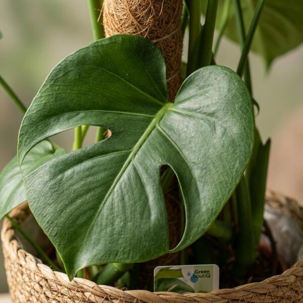 Lochpflanze - Monstera Deliciosa Moosranke - Grün - Pflegeleicht - mit Korb