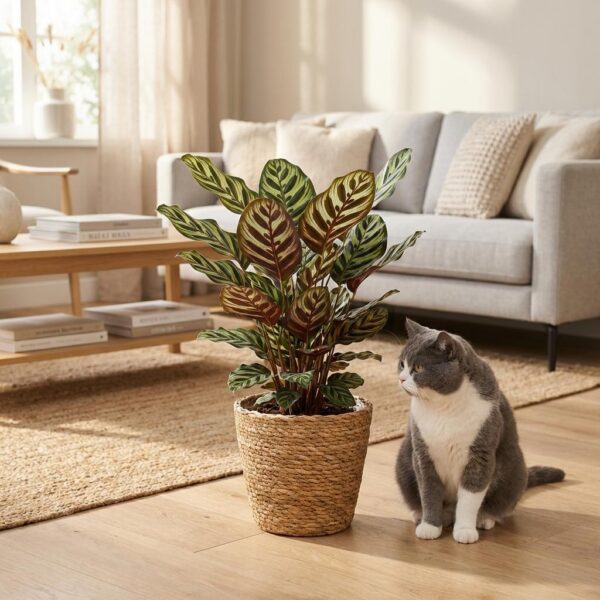 Pfauenpflanze - Calathea Makoyana - Grün - Pflegeleicht - mit Korb