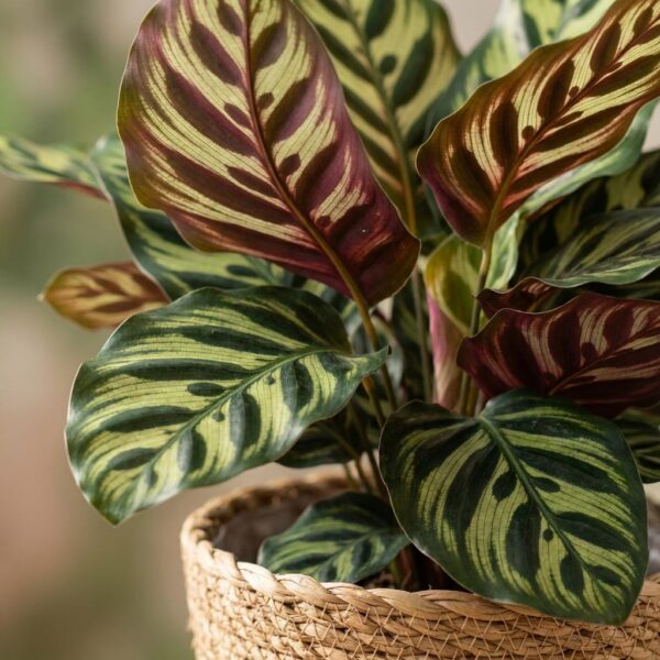 Pfauenpflanze - Calathea Makoyana - Grün - Pflegeleicht - mit Korb