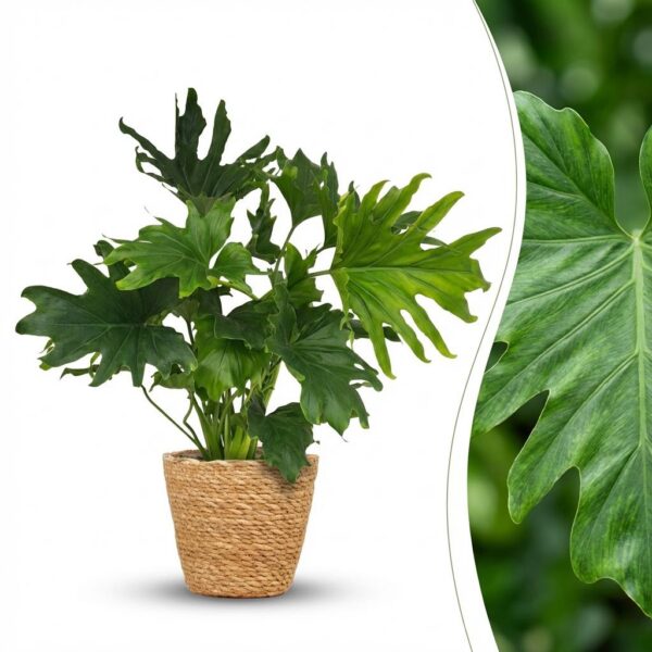 Philodendron - Philodendron Lickety split - Grün - Pflegeleicht - mit Korb