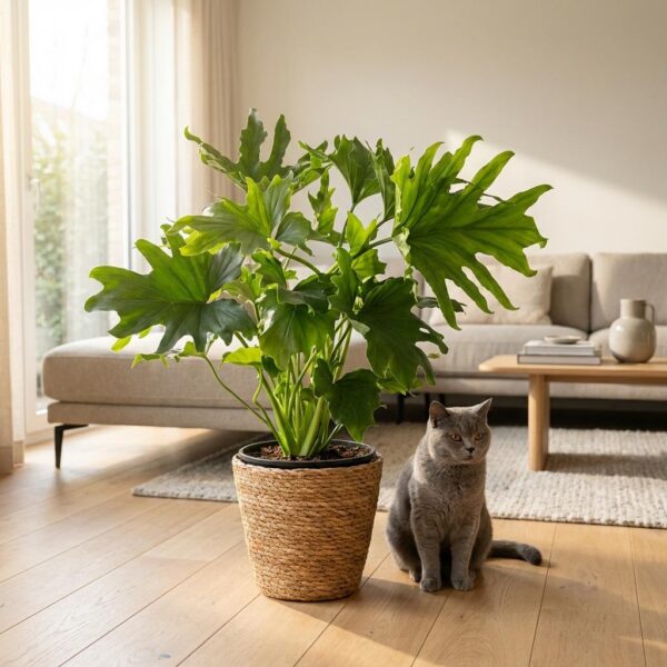 Philodendron - Philodendron Lickety split - Grün - Pflegeleicht - mit Korb