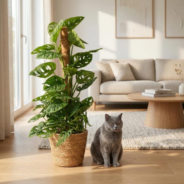 Monkey Mask - Monstera Andansonii Moss Stick - Grün - Pflegeleicht - mit Korb