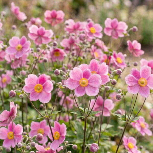 Anemone hup. Splendens – Herbst-Anemone – Schatten – Dunkelrosa
