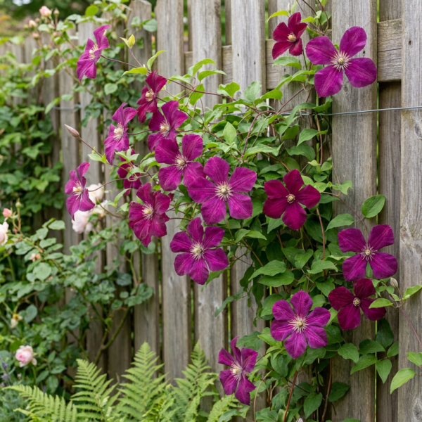 Clematis Rouge Cardinal – Waldrebe „Roter Kardinal“ – Rot – Kletterpflanze | 4 Stück