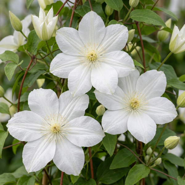 Clematis Jackmanii Huldine – Waldrebe – Weiß – Kletterpflanze